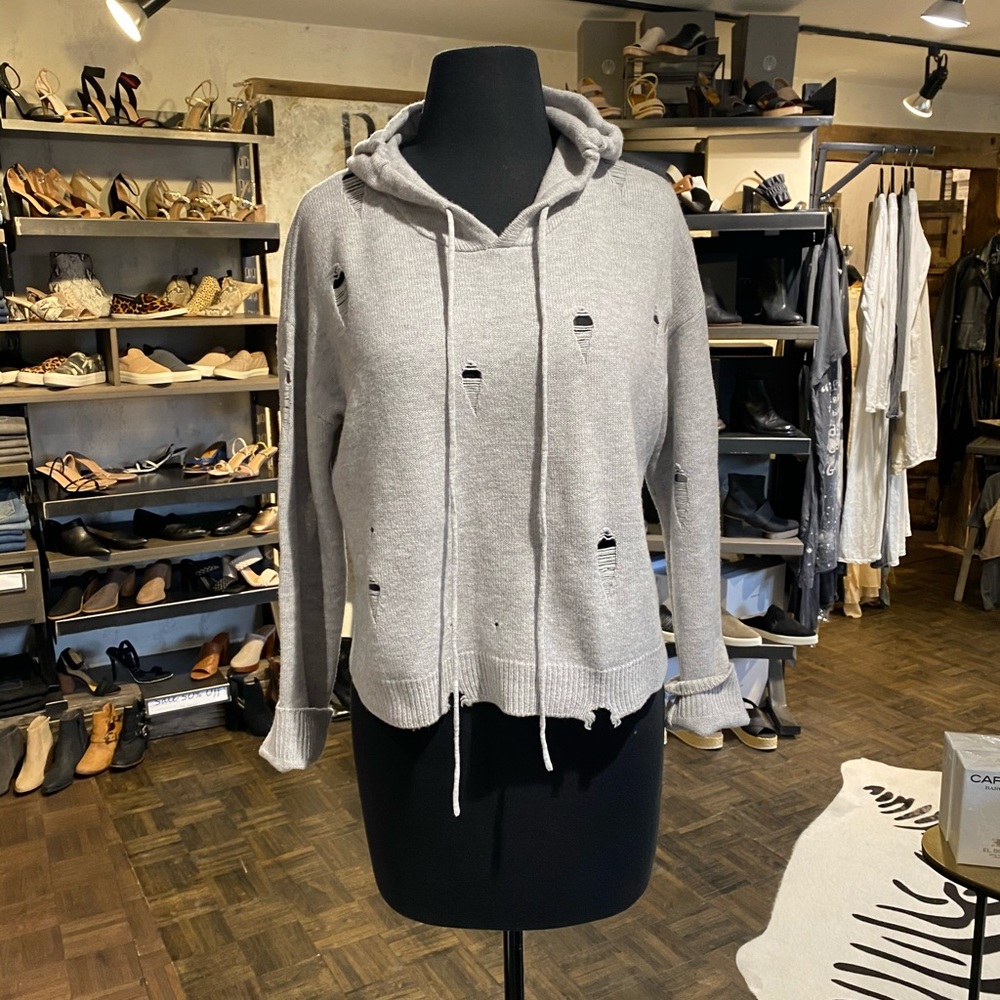 Destroyed One Gray Day Cropped Hoodie